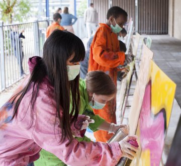 Graffiti-workshop als onderdeel van het Talentenprogramma Tilburg-West (foto: Maria van der Heyden)