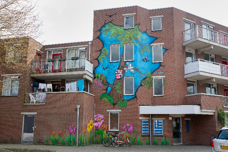 muurschildering Art-fact Buurtcultuur Tilburg Rentmeesterlaan kunstenaar Erik Veldmeijer