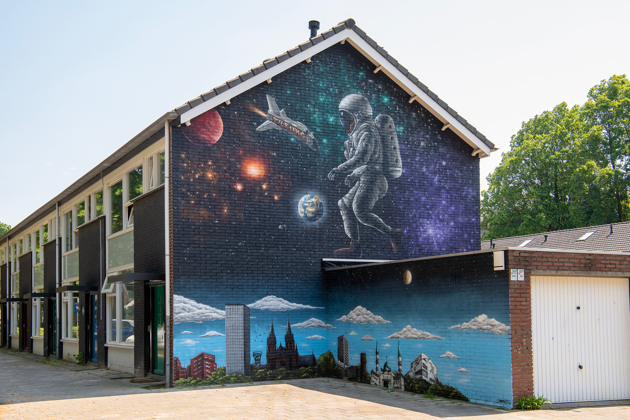 muurschildering Art-fact Buurtcultuur Tilburg Bartokstraat unstenaar Finn Zwemer